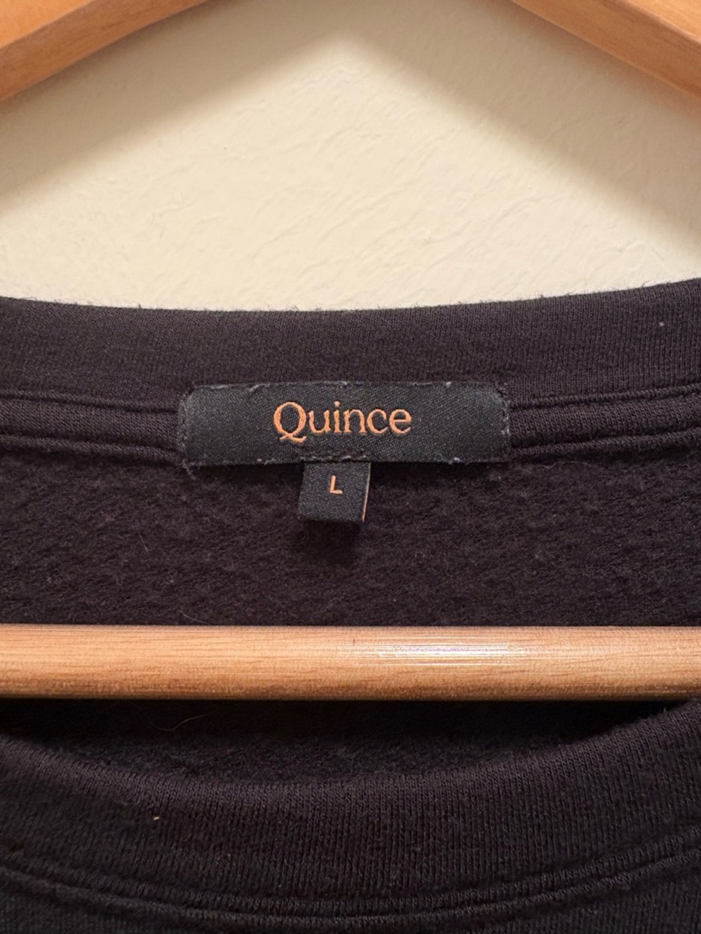 Quince Large Black Long-Sleeve Supersoft Fleece Crew Sweatshirt - Picture 3 of 4